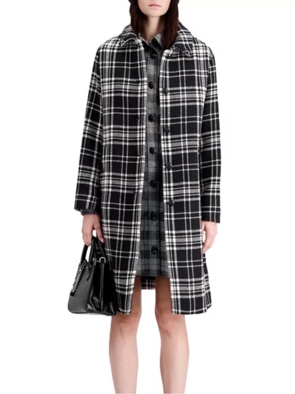 The Kooples Zeddy Plaid Single Breasted Coat